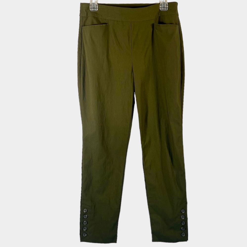 Chico's Women's So Slimming Brigitte Button-Hem Slim Ankle Green Pants Small